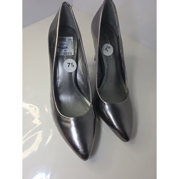 BCBGeneration Shiny Metallic Gray Pointed Toe High Heel Pumps 7.5 Hoco Wedding - Picture 9 of 9